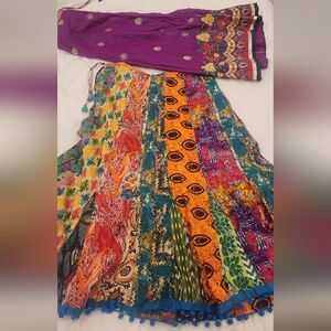 Lehenga style Skirt embroidered cotton